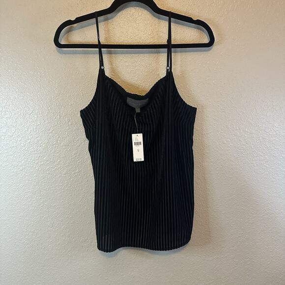 NWT Anthropologie Sunday in Brooklyn M Mustard Black Velvet Striped Tank Goth - Picture 1 of 8